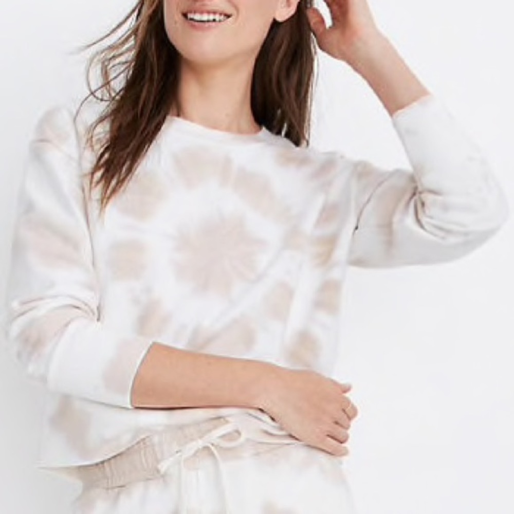 Madewell White and Beige Tie-Dye Sweatshirt